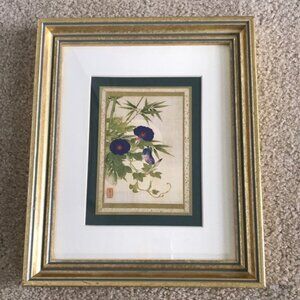 Framed Okamoto Shuki Print of Flowers and Birds